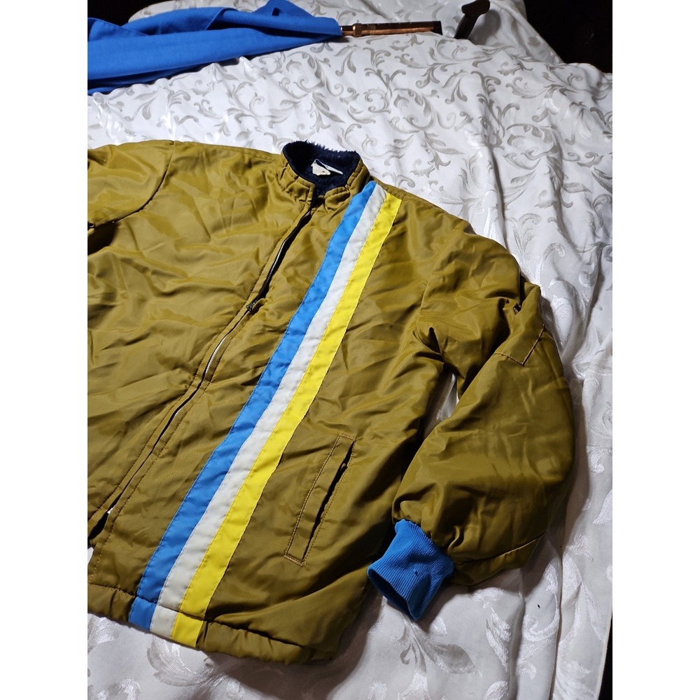 Vintage Racing Stripe Jacket Great Lakes Sportswear Racer Blue Yellow 1950s LG